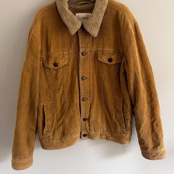 Y2K TAN AEROPOSTALE CORDUROY RANCHER TRUCKER‎ SHEARLING LINED JACKET - Picture 3 of 5